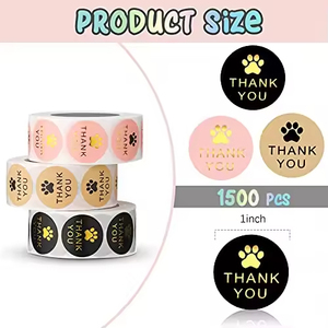 Daily Cute Paw Thank You <b>Stickers</b> Seal Labels Gold Foil Gift Packaging <b>Stickers</b> Stationery Decor - Product Image 5