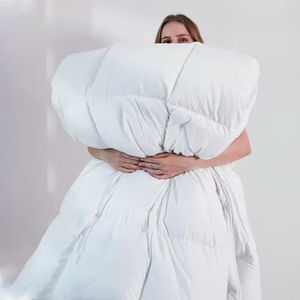 Edredón de Plumas de Ganso Premium, Tamaño King y <span class=keywords><strong>Queen</strong></span>, para Todas las Estaciones, Calidez Media, Color Blanco Sólido, <span class=keywords><strong>Funda</strong></span> 100% Algodón, Antiácaros - Product Image 1