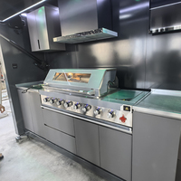 Cuisine extérieure modulaire sur roues en acier inoxydable personnalisée avec barbecue, évier, robinet et grille de cuisson – Ensemble complet pour villa et jardin