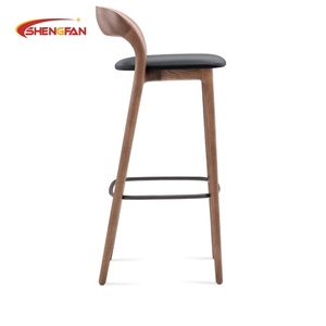 Sgabello da Bar Premium Stile Nordico per Cucina, Hotel, Bistrot, Caffè, con Cuscino Personalizzato in Tessuto, Legno Massello, Schienale Alto, Design da Bancone, Sedie da Pranzo <span class=keywords><strong>Neva</strong></span> - Product Image 5