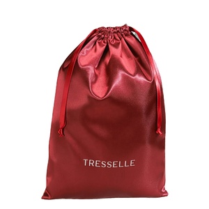 Customized Satin Drawstring Pouch Dust Bag Underwear Drawstring Storage <b>Wig</b> Belt Packaging Silk Satin Bag with Logo - Product Image 1