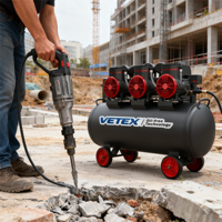 Compresseur d'air portable VETEX OEM 110V 4.8Kw 120L, robuste, haute pression, à moteur à piston, pompe PLC, sans huile, refroidi par air, silencieux, pour gaz CO