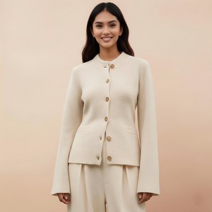 Fabricante de Prendas de <span class=keywords><strong>Punto</strong></span> OEM: Cárdigan a Medida, <span class=keywords><strong>Jersey</strong></span> de Lana Merino y Cachemira Estilo "Old Money", Suéter de <span class=keywords><strong>Punto</strong></span> para <span class=keywords><strong>Mujer</strong></span> - Product Image 1