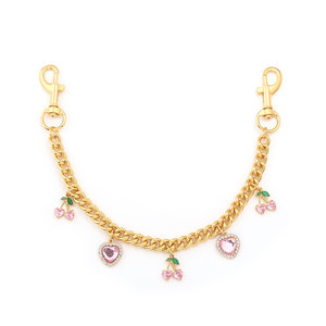 New Arrival Vintage Custom Fruit Cherry Heart Chain Bag Charm <strong>Accessories</strong> Golden 14K Gold Plated Alloy - Product Image 6
