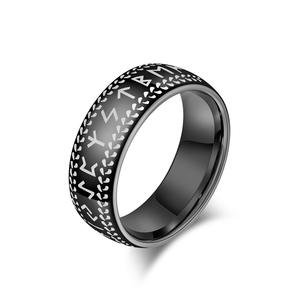 Viking Letter Tungsten Steel <b>Ring</b> Men's Minimalist Rune Design Fashion Jewelry Gift Steel Black K-T044 - Product Image 5