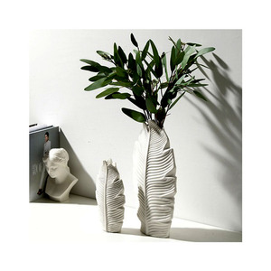 Style nordique bureau fleur créatif ameublement chambre modèle conception en gros feuille Vase fleur Vase - Product Image 2
