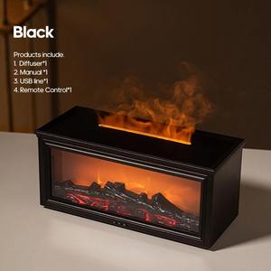 New Colorful Flame Mini Fireplace <b>Aroma</b> <b>Diffuser</b> 280ml Waterless Auto-Off Air Humidifier with Timer Remote Control for Home Gift - Product Image 1