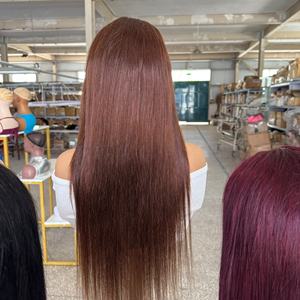 Peluca Mavis sin pegamento, cabello humano brasileño Remy HD para encaje frontal, cutícula virgen alineada, lisa, transparente, rojiza - Product Image 6