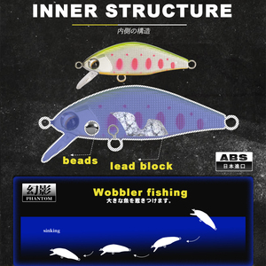 Leurre Minnow coulant 45 mm 4g, micro-appât artificiel dur, wobbler avec hameçon d'origine pour la pêche à la <span class=keywords><strong>truite</strong></span>, au bar et en ruisseau - Fabricant - Product Image 3