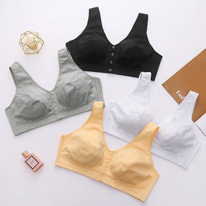 Ropa interior de mujer de mediana edad de gran tamaño MM, Copa grande, sujetador de correas ajustables transpirable sólido sin Alambre de algodón fino - Product Image 4