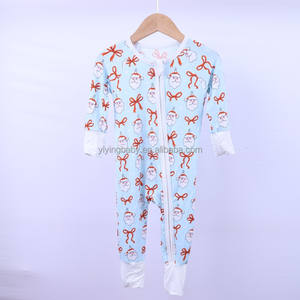 Pijamas de Natal de Manga Longa YiYing Confortáveis para Bebês em Bamboo com Zíper para Crianças Impressão Personalizada Body Infantil - Product Image 4