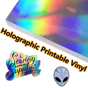 SINO VINYL Großhandel Chrom Laser Regenbogen Selbst klebende Etiketten aufkleber Holo graphische Tinten strahl druck Vinyl folie