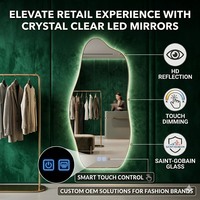 Miroir mural LED irrégulier pour chambre à coucher, miroir nuage rétroéclairé pleine longueur, miroir de salon d'hôtel avec éclairage LED