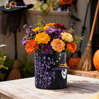 Pot Bunga Resin Penyihir Halloween DIY Pola Bintang Jaring Laba-laba Hiasan Vas Meja Dekorasi Rumah Liburan Dekorasi Dalam Ruangan