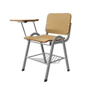 Высококачественная деревянная школьная мебель ZOIFUN, классический классный стул для студентов и учебников с блокнотом для письма и полкой для книг