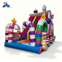 Château gonflable commercial en forme de train à bonbons avec toboggan, combo château gonflable en PVC pour la location d'événements et de fêtes pour enfants