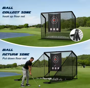 Filet d'entraînement de golf portable 10x7 pieds avec cadre en acier robuste et 2 barrières latérales pour l'entraînement au swing dans la cour - Product Image 2