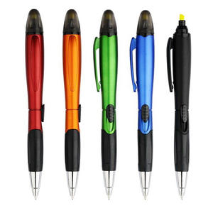 قلم حبر جاف من البلاستيك 2 في 1 لترويج قلم حبر جاف لتظليله مع شعار مخصص (جديد) - Product Image 2