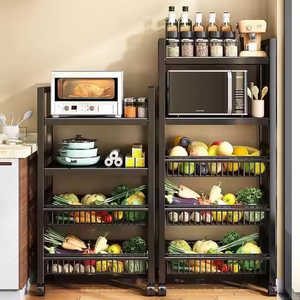 מודרני רב-שכבתית PC אחסון מיקרוגל מתלה פחמן פלדה מטבח מתלה מים-פריקה תכונה רב תכליתית ירקות - Product Image 5