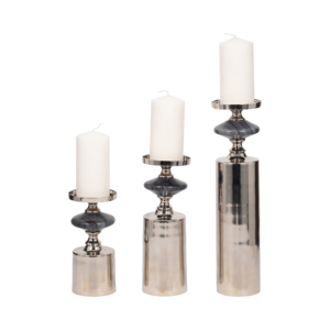 Portacandele cilindrico in metallo e marmo, candelabro per decorazioni domestiche, centrotavola e tavoli - Product Image 2