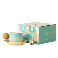 Tasse à café en céramique créative Shangjin, design rétro de luxe léger, motif floral, souvenir de la saison des diplômes, cadeau d'affaires