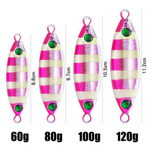 Leurre Bionique Double Œil Vert <span class=keywords><strong>à</strong></span> Coulée Lente, Plaque Métallique Lumineuse 60g-120g pour la Pêche Nuit de Nuit en Mer, Pêche en Bateau, Eau Salée - Product Image 3