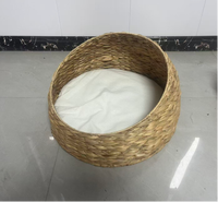 Maison pour chat en rotin tressé à la main, pliable, en jonc de mer, avec tapis de couchage pour salon et chambre à coucher