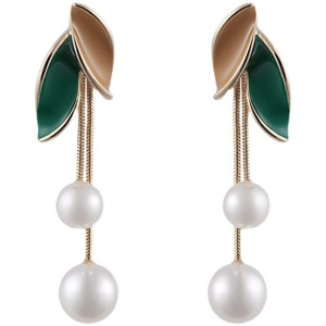 <span class=keywords><strong>Orecchini</strong></span> Pendenti a Sfera con Perle, Stile Coreano Vintage, Gioielli Creativi e Carini con Foglie e Nappine Dorate per Donne - Product Image 4