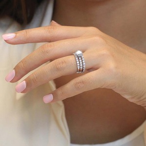 Set di Tre Anelli con Micro Pavé di Zirconi per Donne, Gioielli di Moda per Proposta, Matrimonio e Fidanzamento - Product Image 5