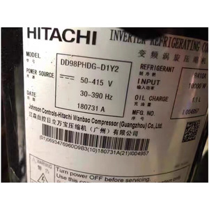 คอมเพรสเซอร์ทำความเย็นแบบอินเวอร์เตอร์ฮิตาชิ รุ่น DD98PHDG D1Y2 50 415V 30 390Hz R410A 10000W สำหรับซ่อมเครื่องปรับอากาศ - Product Image 1
