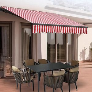 4m x <span class=keywords><strong>2m</strong></span> Auvent à bras pivotant rétractable Pare-soleil imperméable Gazebo auvents pour patio à la maison, avec support de montage à manivelle - Product Image 1