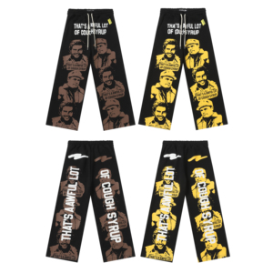 Tuta Unisex Y2K Hip Hop con Stampa Integrale, Felpa con Zip e Pantaloni Larghi, Set Streetwear Nero e Giallo - Product Image 3