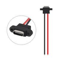 Connecteur USB Type-C femelle étanche 2P à souder, câble d'extension USB-C Pigtail, câble d'alimentation, prise USB-C