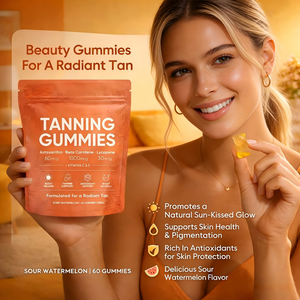 Gummies bronzantes OEM en gros, marque privée, oursons gommeux avec Astaxanthine et L-Tyrosine, 2 gummies par dose - Product Image 3