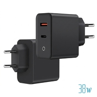 Chargeur mural UE 1C1A Type C USB a a C PD QC 3.0 GaN à charge rapide 38W, adaptateur secteur pour iPhone Samsung et téléphones mobiles