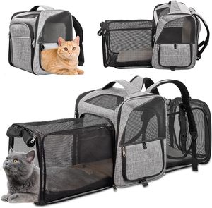 Sac à dos pour chat Sac à dos extensible à 2 côtés pour animaux de compagnie pour chats et chiens, convient jusqu'à <span class=keywords><strong>20</strong></span> lb, transporteur respirant pour chat avec laisse de sécurité intérieure - Product Image 1
