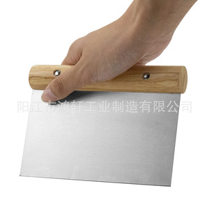 Stainless Steel Pancake Scraper Wooden Handle 15.2x11.2cm Baking Tool For Rice Noodle Flour Cutting - Product Image 4