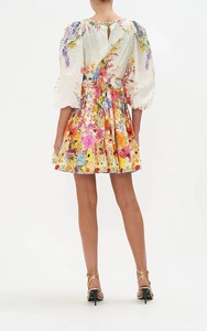 Nouvelle mini robe en lin de coton imprimé pour femmes du créateur de mode décontracté à manches longues col en v méthode de tissage tissé - Product Image 6