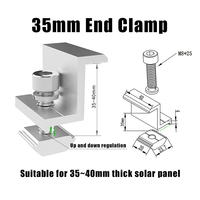 Système de fixation d'extrémité solaire en alliage d'aluminium réglable de 35 mm pour rail photovoltaïque, durée de vie de 20 à 25 ans, 60 m/s, argent, vente en gros