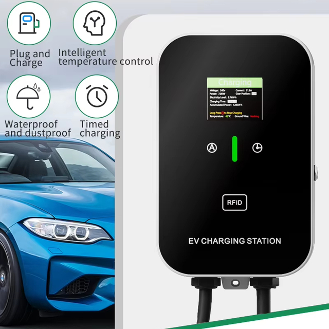 22KW GB Standard Plug and Play Wallbox EV Charger IP55 Fireproof Overvoltage Leakage Protection Scheduled Charging for Home Use