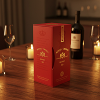 Boîte à vin rigide biodégradable personnalisée en forme de livre avec doublure en éponge, fermeture magnétique, pour une seule bouteille, estampage à chaud