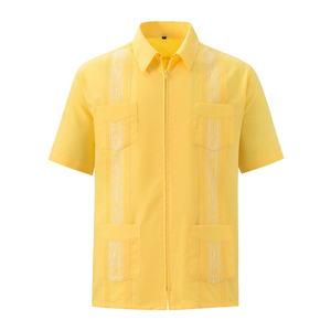 Camicie da Uomo Personalizzate OEM con Logo, Stile Indiano e Portoricano, Guayaberas con Zip Completa - Product Image 2