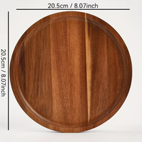 Acacia houten ronde dienblad, klassiek design, milieuvriendelijk, BPA-vrij, vaatwasserbestendig, geschikt voor gedroogd fruit en desserts.