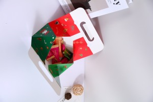 Scatola Regalo Pieghevole per <span class=keywords><strong>Pasticceria</strong></span> Natalizia, Vendita all'Ingrosso, Disponibile in Stock, Cartoncino Kraft Bianco 350gsm, Confezione Piatta per Biscotti e Muffin Natalizi - Product Image 2