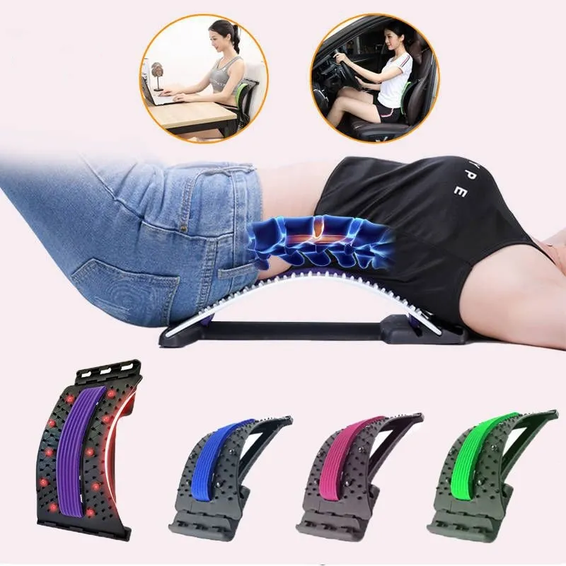 Yoga Fitness Massage Lumbar Support Stretch Relax Back Massager Stretcher Chiropractic with Magnet