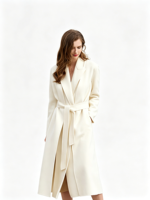 Manteau en cachemire de haute qualité pour femme, nouvelle collection 2026, long, haut de gamme, en laine, avec ceinture et design élégant, manteau en laine double face
