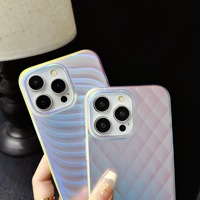 Cubierta de teléfono móvil a prueba de golpes protectora holográfica láser de pluma degradada brillante de lujo galvanizada para iPhone 15 promax 14