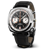 Reloj Cronógrafo Automático de Lujo de Acero Inoxidable, Resistente al Agua, con Correa de Cuero Genuino y Cristal de Zafiro