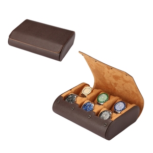 Estuche <span class=keywords><strong>de</strong></span> Viaje para <span class=keywords><strong>Relojes</strong></span> <span class=keywords><strong>de</strong></span> Cuero con 6 Ranuras, <span class=keywords><strong>Organizador</strong></span> <span class=keywords><strong>de</strong></span> <span class=keywords><strong>Relojes</strong></span> Portátil, <span class=keywords><strong>Caja</strong></span> <span class=keywords><strong>de</strong></span> Almacenamiento con Botón a Presión y Forro <span class=keywords><strong>de</strong></span> Felpa Suave - Product Image 2