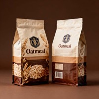 Sachet à fond plat en aluminium pour emballage alimentaire, personnalisable, en matériau de qualité alimentaire, pour céréales, flocons d'avoine et son d'avoine